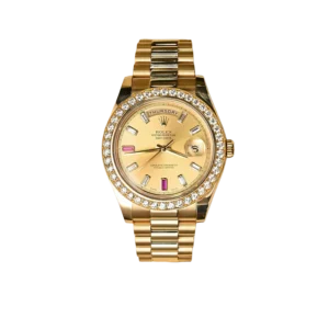 Rolex President Day-date II 41mm 218348 18k Yellow Gold Baguette Diamond & Ruby Dial