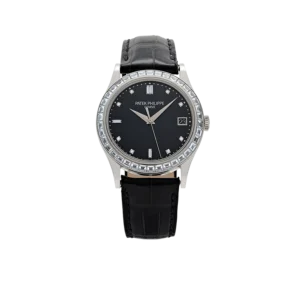 Patek Philippe Calatrava 38mm 5298P-012 Platinum Black Diamond Dial Diamond Bezel