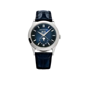 Patek Philippe Complications 39mm 5396G-017 Annual Calendar Moon Phases White Gold Blue Dial